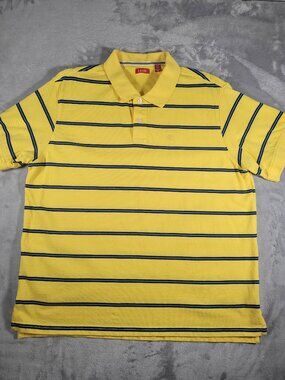 IZOD Polo Shirt Men's Size XXL Blue Yellow Striped Short Sleeve Golf Big & Tall